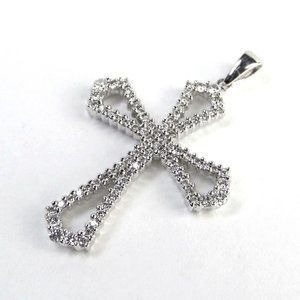 0.50ct Diamond G-H 14K White Gold CROSS Pendant Certificate